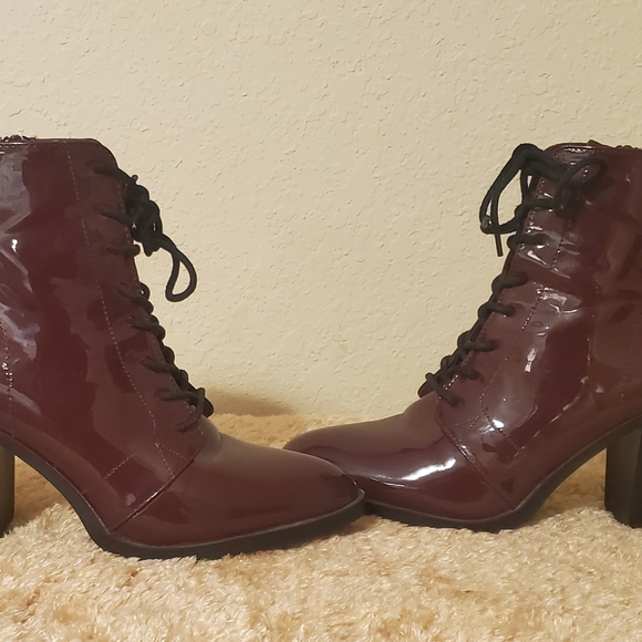 Forever 21 Burgundy Patent Leather Boots size 7 womens. - Picture 7 of 8